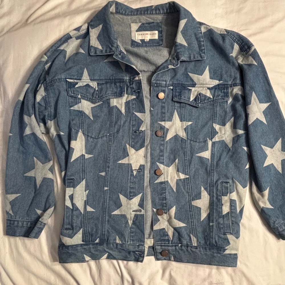 Lucky Brand Blue Denim Jacket with White Star Accents